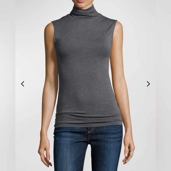 Neiman Marcus Tops - NEIMAN MARCUS: Soft Touch Sleeveless Turtleneck- Medium ; Charcoal